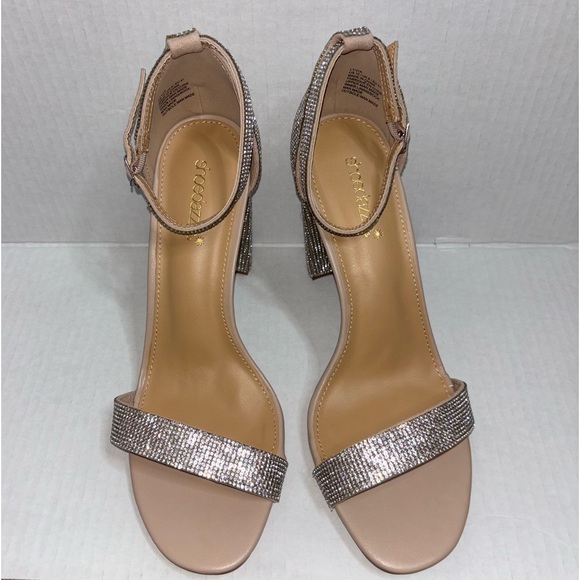 Shoe dazzle old Lyvia rhinestone chunky heel sandal size 10 - Picture 3 of 9